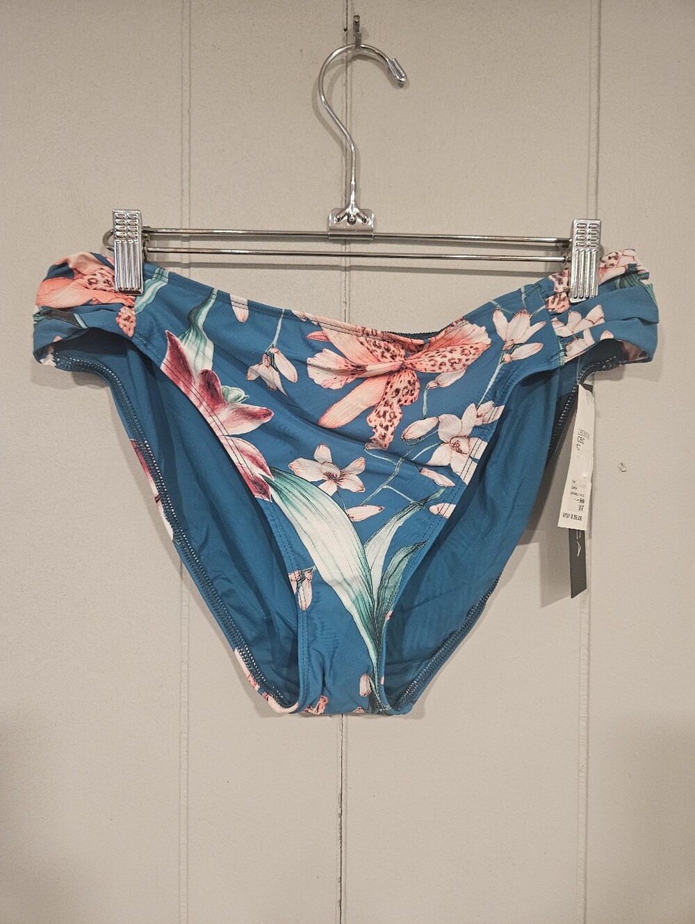 La Blanca Blue Tropical Floral Bikini Swim Bottom ONLY Women’s Size 12 NWT